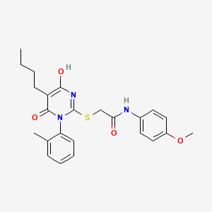 2-{[5-butyl-4-hydroxy-1-(2-methylphenyl)-6-oxo-1,6-dihydro-2-pyrimidinyl]sulfanyl}-N-(4-methoxyphenyl)acetamide