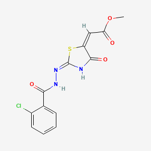 methyl 2-[2-[2-(2-chlorobenzoyl)hydrazino]-4-oxo-1,3-thiazol-5(4H)-yliden]acetate