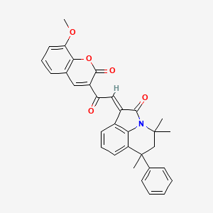 molecular formula C32H27NO5 B14940230 (1E)-1-[2-(8-methoxy-2-oxo-2H-chromen-3-yl)-2-oxoethylidene]-4,4,6-trimethyl-6-phenyl-5,6-dihydro-4H-pyrrolo[3,2,1-ij]quinolin-2(1H)-one 