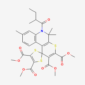 molecular formula C30H33NO9S3 B14940256 Tetramethyl 5',5',8'-trimethyl-6'-(2-methylbutanoyl)-5',6'-dihydrospiro[1,3-dithiole-2,1'-thiopyrano[2,3-c]quinoline]-2',3',4,5-tetracarboxylate 