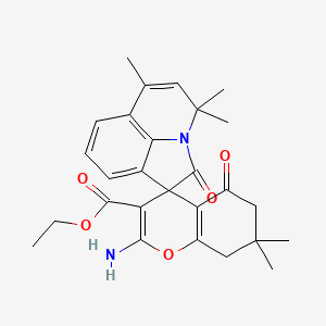 ethyl 2-amino-4',4',6',7,7-pentamethyl-2',5-dioxo-5,6,7,8-tetrahydro-4'H-spiro[chromene-4,1'-pyrrolo[3,2,1-ij]quinoline]-3-carboxylate