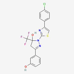 1-[4-(4-chlorophenyl)-1,3-thiazol-2-yl]-3-(3-hydroxyphenyl)-5-(trifluoromethyl)-4,5-dihydro-1H-pyrazol-5-ol