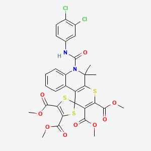 Tetramethyl 6'-[(3,4-dichlorophenyl)carbamoyl]-5',5'-dimethyl-5',6'-dihydrospiro[1,3-dithiole-2,1'-thiopyrano[2,3-c]quinoline]-2',3',4,5-tetracarboxylate