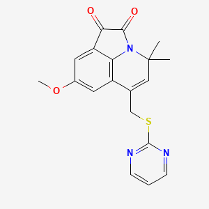 8-Methoxy-4,4-dimethyl-6-[(2-pyrimidinylsulfanyl)methyl]-4H-pyrrolo[3,2,1-IJ]quinoline-1,2-dione