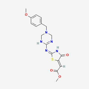 Methyl 2-[2-{[5-(4-methoxybenzyl)-1,3,5-triazinan-2-yliden]amino}-4-oxo-1,3-thiazol-5(4H)-yliden]acetate