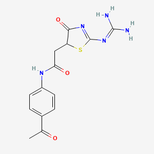 N-(4-acetylphenyl)-2-(2-carbamimidamido-4-oxo-4,5-dihydro-1,3-thiazol-5-yl)acetamide