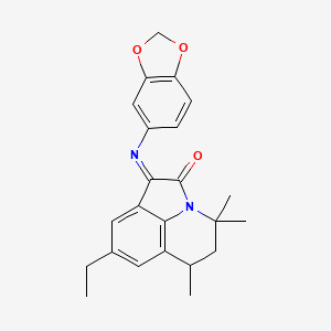 molecular formula C23H24N2O3 B14940386 (1E)-1-(1,3-benzodioxol-5-ylimino)-8-ethyl-4,4,6-trimethyl-5,6-dihydro-4H-pyrrolo[3,2,1-ij]quinolin-2(1H)-one 