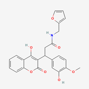 N-(furan-2-ylmethyl)-3-(3-hydroxy-4-methoxyphenyl)-3-(4-hydroxy-2-oxo-2H-chromen-3-yl)propanamide