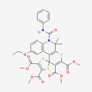 molecular formula C33H32N2O10S3 B14940450 Tetramethyl 9'-ethoxy-5',5'-dimethyl-6'-(phenylcarbamoyl)-5',6'-dihydrospiro[1,3-dithiole-2,1'-thiopyrano[2,3-c]quinoline]-2',3',4,5-tetracarboxylate 