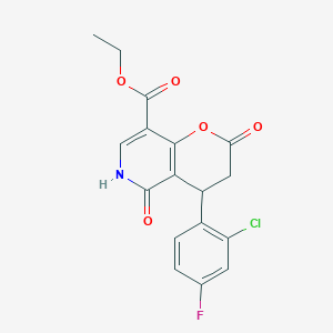 ethyl 4-(2-chloro-4-fluorophenyl)-2,5-dioxo-3,4,5,6-tetrahydro-2H-pyrano[3,2-c]pyridine-8-carboxylate