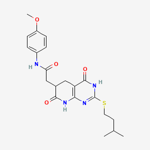 N-(4-methoxyphenyl)-2-{2-[(3-methylbutyl)sulfanyl]-4,7-dioxo-1,4,5,6,7,8-hexahydropyrido[2,3-d]pyrimidin-6-yl}acetamide