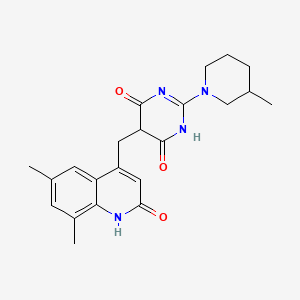 5-[(6,8-dimethyl-2-oxo-1,2-dihydroquinolin-4-yl)methyl]-2-(3-methylpiperidin-1-yl)pyrimidine-4,6(1H,5H)-dione