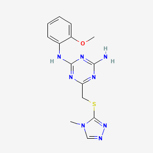 N-(2-Methoxy-phenyl)-6-(4-methyl-4H-[1,2,4]triazol-3-ylsulfanylmethyl)-[1,3,5]triazine-2,4-diamine