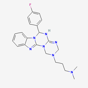 molecular formula C22H26FN7 B14940601 3-[9-(4-fluorophenyl)-2,4,6,8,10,17-hexazatetracyclo[8.7.0.02,7.011,16]heptadeca-1(17),6,11,13,15-pentaen-4-yl]-N,N-dimethylpropan-1-amine 