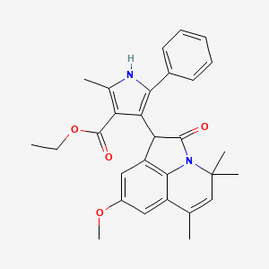 ethyl 4-(8-methoxy-4,4,6-trimethyl-2-oxo-1,2-dihydro-4H-pyrrolo[3,2,1-ij]quinolin-1-yl)-2-methyl-5-phenyl-1H-pyrrole-3-carboxylate