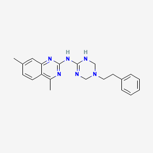 molecular formula C21H24N6 B14940780 4,7-dimethyl-N-[5-(2-phenylethyl)-1,4,5,6-tetrahydro-1,3,5-triazin-2-yl]quinazolin-2-amine 