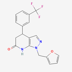 molecular formula C18H14F3N3O2 B14940861 1-(furan-2-ylmethyl)-4-[3-(trifluoromethyl)phenyl]-1,4,5,7-tetrahydro-6H-pyrazolo[3,4-b]pyridin-6-one 