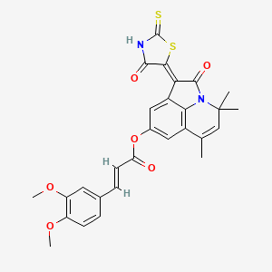 molecular formula C28H24N2O6S2 B14940932 [(3Z)-9,11,11-trimethyl-2-oxo-3-(4-oxo-2-sulfanylidene-1,3-thiazolidin-5-ylidene)-1-azatricyclo[6.3.1.04,12]dodeca-4,6,8(12),9-tetraen-6-yl] (E)-3-(3,4-dimethoxyphenyl)prop-2-enoate 