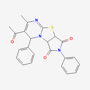 11-acetyl-10-methyl-4,12-diphenyl-7-thia-1,4,9-triazatricyclo[6.4.0.02,6]dodeca-8,10-diene-3,5-dione