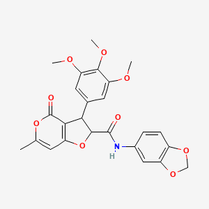 N-(1,3-benzodioxol-5-yl)-6-methyl-4-oxo-3-(3,4,5-trimethoxyphenyl)-2,3-dihydro-4H-furo[3,2-c]pyran-2-carboxamide