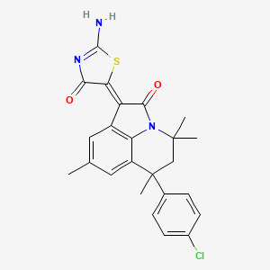 (1Z)-6-(4-chlorophenyl)-1-(2-imino-4-oxo-1,3-thiazolidin-5-ylidene)-4,4,6,8-tetramethyl-5,6-dihydro-4H-pyrrolo[3,2,1-ij]quinolin-2(1H)-one