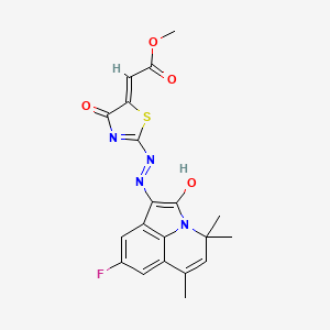 molecular formula C20H17FN4O4S B14941074 methyl (2Z)-{2-[(2E)-2-(8-fluoro-4,4,6-trimethyl-2-oxo-4H-pyrrolo[3,2,1-ij]quinolin-1(2H)-ylidene)hydrazinyl]-4-oxo-1,3-thiazol-5(4H)-ylidene}ethanoate 