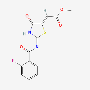 methyl (2Z)-[2-{[(2-fluorophenyl)carbonyl]amino}-4-oxo-1,3-thiazol-5(4H)-ylidene]ethanoate