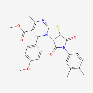 methyl 4-(3,4-dimethylphenyl)-12-(4-methoxyphenyl)-10-methyl-3,5-dioxo-7-thia-1,4,9-triazatricyclo[6.4.0.02,6]dodeca-8,10-diene-11-carboxylate