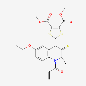 molecular formula C23H23NO6S3 B14941098 dimethyl 2-(1-acryloyl-6-(ethyloxy)-2,2-dimethyl-3-thioxo-2,3-dihydro-4(1H)-quinolinylidene)-1,3-dithiole-4,5-dicarboxylate 