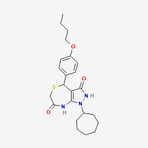 4-(4-butoxyphenyl)-1-cycloheptyl-7-hydroxy-1,2,4,6-tetrahydro-3H-pyrazolo[3,4-e][1,4]thiazepin-3-one