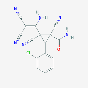 2-(1-Amino-2,2-dicyanoethenyl)-3-(2-chlorophenyl)-1,2-dicyanocyclopropanecarboxamide