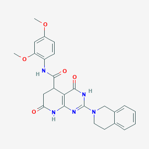 molecular formula C25H25N5O5 B14941174 2-(3,4-dihydroisoquinolin-2(1H)-yl)-N-(2,4-dimethoxyphenyl)-4,7-dioxo-3,4,5,6,7,8-hexahydropyrido[2,3-d]pyrimidine-5-carboxamide 