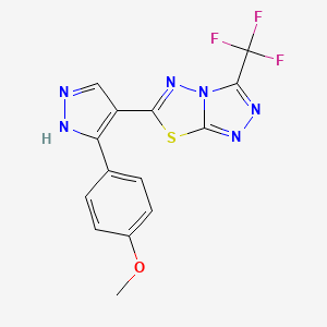 molecular formula C14H9F3N6OS B14941209 6-[3-(4-methoxyphenyl)-1H-pyrazol-4-yl]-3-(trifluoromethyl)[1,2,4]triazolo[3,4-b][1,3,4]thiadiazole 