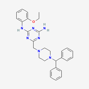 molecular formula C29H33N7O B14941218 6-{[4-(diphenylmethyl)piperazin-1-yl]methyl}-N-(2-ethoxyphenyl)-1,3,5-triazine-2,4-diamine 