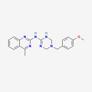 molecular formula C20H22N6O B14941245 N-[5-(4-methoxybenzyl)-1,4,5,6-tetrahydro-1,3,5-triazin-2-yl]-4-methylquinazolin-2-amine 