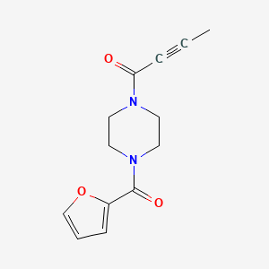 molecular formula C13H14N2O3 B14941292 1-[4-(2-Furylcarbonyl)piperazino]-2-butyn-1-one 