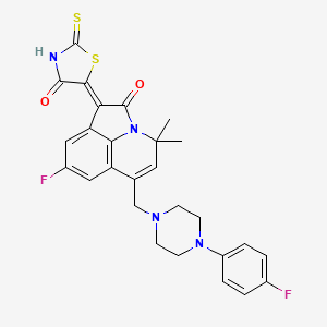 5-[8-Fluoro-6-{[4-(4-fluorophenyl)piperazino]methyl}-4,4-dimethyl-2-oxo-4H-pyrrolo[3,2,1-IJ]quinolin-1(2H)-yliden]-2-thioxo-1,3-thiazolan-4-one