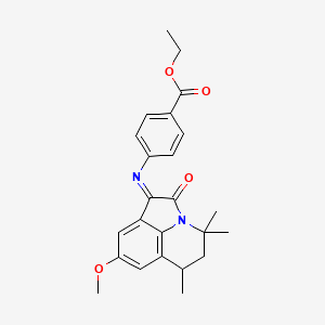 molecular formula C24H26N2O4 B14941351 ethyl 4-{[(1E)-8-methoxy-4,4,6-trimethyl-2-oxo-5,6-dihydro-4H-pyrrolo[3,2,1-ij]quinolin-1(2H)-ylidene]amino}benzoate 