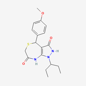 molecular formula C18H23N3O3S B14941402 7-hydroxy-4-(4-methoxyphenyl)-1-(pentan-3-yl)-1,2,4,6-tetrahydro-3H-pyrazolo[3,4-e][1,4]thiazepin-3-one 