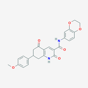 molecular formula C25H22N2O6 B14941432 N-(2,3-dihydro-1,4-benzodioxin-6-yl)-7-(4-methoxyphenyl)-2,5-dioxo-1,2,5,6,7,8-hexahydroquinoline-3-carboxamide 