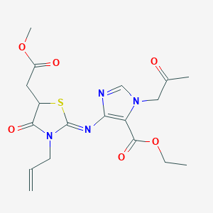 molecular formula C18H22N4O6S B14941461 ethyl 4-{[(2Z)-5-(2-methoxy-2-oxoethyl)-4-oxo-3-(prop-2-en-1-yl)-1,3-thiazolidin-2-ylidene]amino}-1-(2-oxopropyl)-1H-imidazole-5-carboxylate 