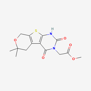 Methyl 2-(12,12-dimethyl-3,5-dioxo-11-oxa-8-thia-4,6-diazatricyclo[7.4.0.0(2,7)]trideca-1(9),2(7)-dien-4-yl)acetate