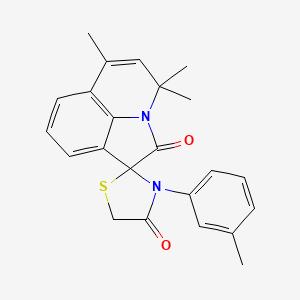 molecular formula C23H22N2O2S B14941501 4,4,6-trimethyl-3'-(3-methylphenyl)-4H,4'H-spiro[pyrrolo[3,2,1-ij]quinoline-1,2'-[1,3]thiazolidine]-2,4'-dione 