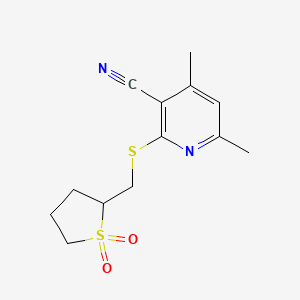 2-{[(1,1-Dioxidotetrahydrothiophen-2-yl)methyl]sulfanyl}-4,6-dimethylpyridine-3-carbonitrile