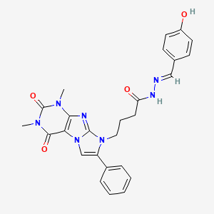 4-(1,3-dimethyl-2,4-dioxo-7-phenyl-1,2,3,4-tetrahydro-8H-imidazo[2,1-f]purin-8-yl)-N'-[(E)-(4-hydroxyphenyl)methylidene]butanehydrazide