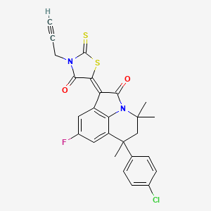 molecular formula C26H20ClFN2O2S2 B14941593 (1Z)-6-(4-chlorophenyl)-8-fluoro-4,4,6-trimethyl-1-[4-oxo-3-(prop-2-yn-1-yl)-2-thioxo-1,3-thiazolidin-5-ylidene]-5,6-dihydro-4H-pyrrolo[3,2,1-ij]quinolin-2(1H)-one 