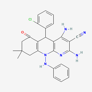 2,4-Diamino-5-(2-chlorophenyl)-8,8-dimethyl-6-oxo-10-(phenylamino)-5,6,7,8,9,10-hexahydrobenzo[b][1,8]naphthyridine-3-carbonitrile