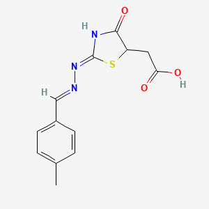 molecular formula C13H13N3O3S B14941611 {(2Z)-2-[(2E)-(4-methylbenzylidene)hydrazinylidene]-4-oxo-1,3-thiazolidin-5-yl}acetic acid 