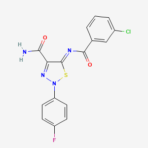 molecular formula C16H10ClFN4O2S B14941613 5-[(3-Chlorobenzoyl)imino]-2-(4-fluorophenyl)-1,2,3-thiadiazole-4(2H)-carboxamide 