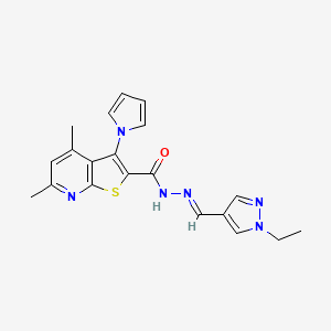 N'-[(E)-(1-ethyl-1H-pyrazol-4-yl)methylidene]-4,6-dimethyl-3-(1H-pyrrol-1-yl)thieno[2,3-b]pyridine-2-carbohydrazide